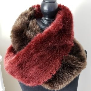 Two tone faux fur infinity scarf